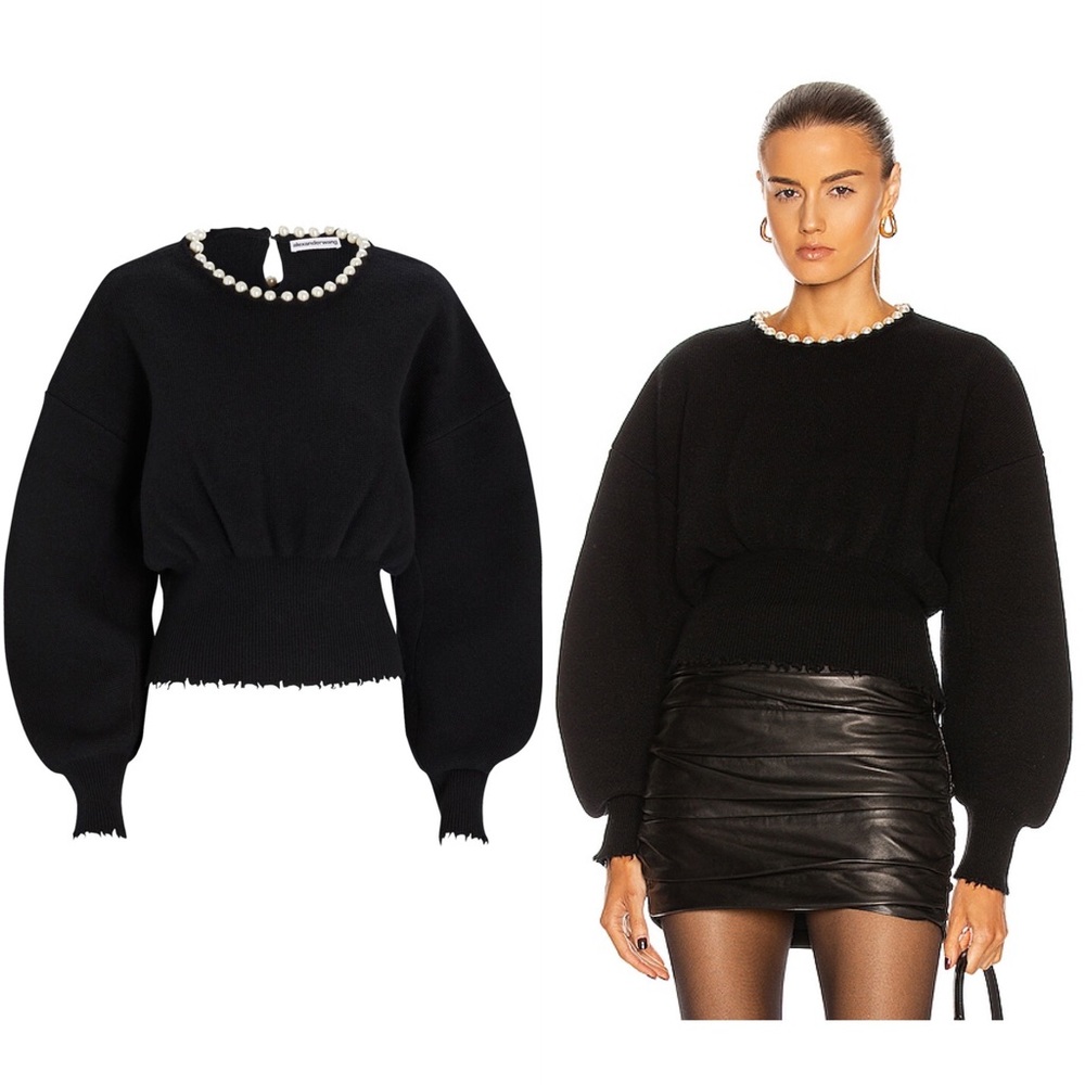 EUC ALEXANDER WANG Pearl Necklace Crew Neck Sweater S $795